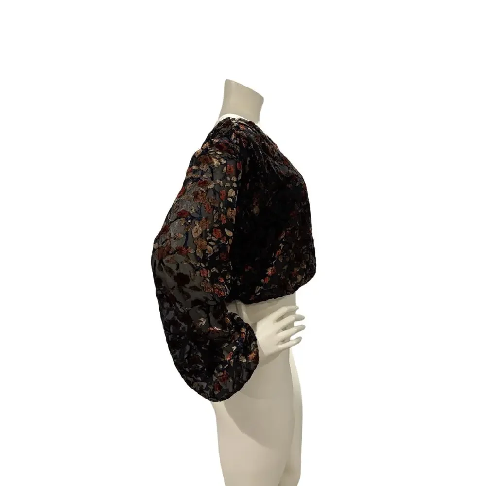 ASTR the Label Top Womens Sz XS Velvet Burnout Boho Whimsigoth Surplice Blouse - Picture 4 of 10